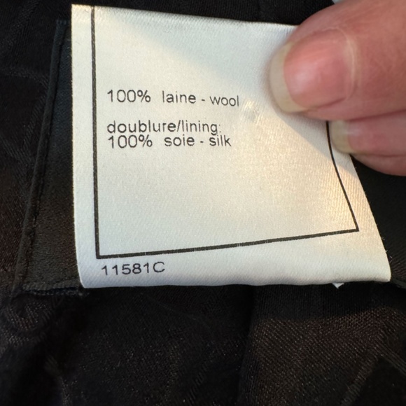 CHANEL Black Vintage Wool Suit with Jacket & Pants lined with Silk  -Size 36/US6 - Picture 7 of 16